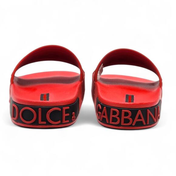 Dolce & Gabbana Logo Saint Barth Rubber Pool Slides Red EU 39 US 9 - NWB $320 - Picture 5 of 8